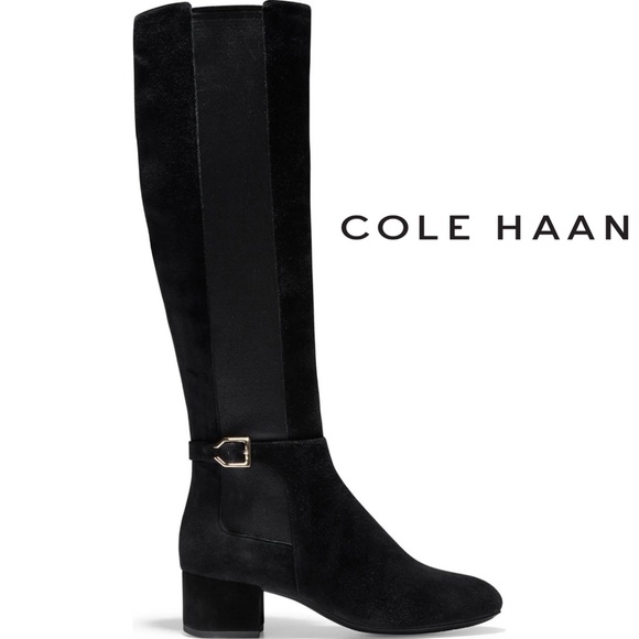 Cole Haan Shoes - -BRAND new COLE HAAN Avani Stretch Black Suede Leather Over Knee